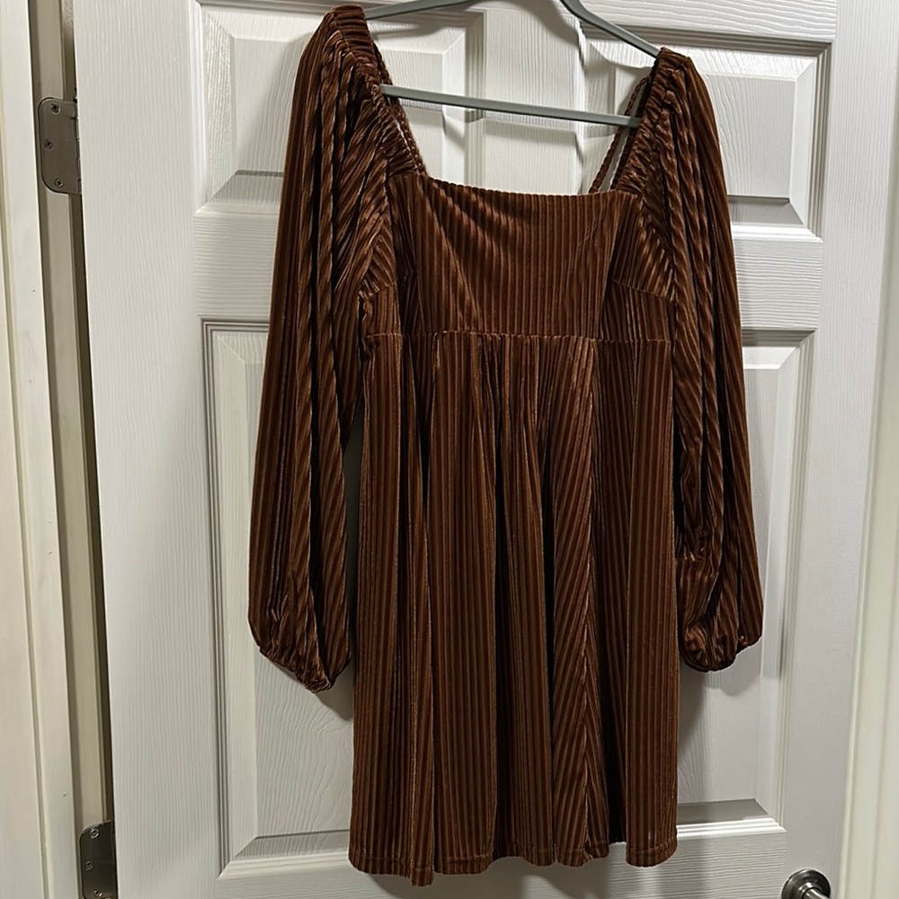 Brown Pleated Women's dress